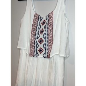 City Triangles White Jumpsuit with Red and Blue Pattern